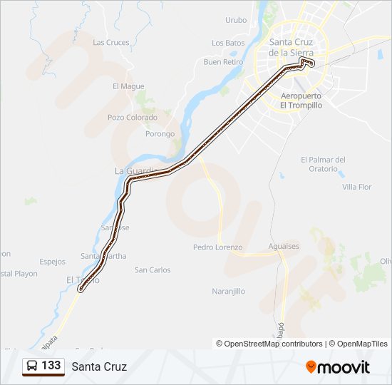 Mapa de 133 de autobús