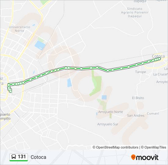 Mapa de 131 de autobús