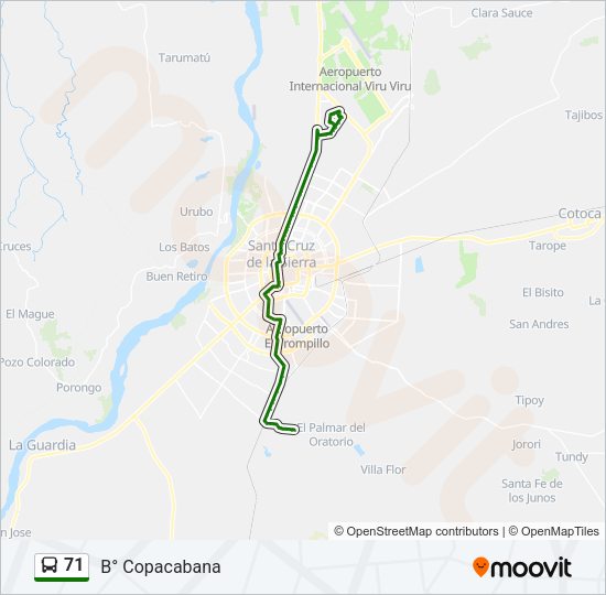 Mapa de 71 de autobús