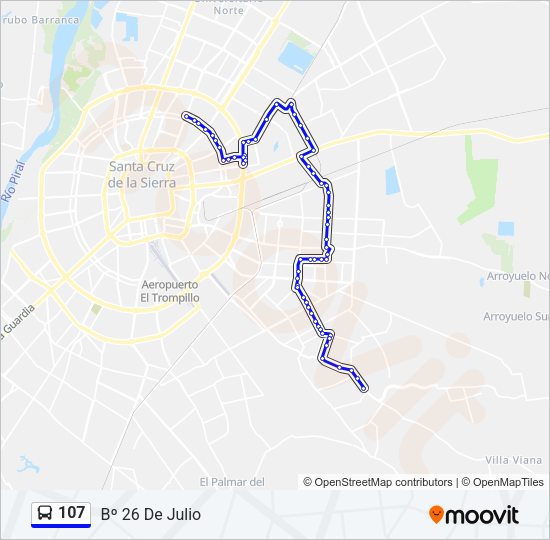 Mapa de 107 de autobús