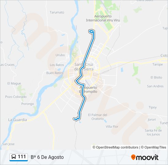Mapa de 111 de autobús