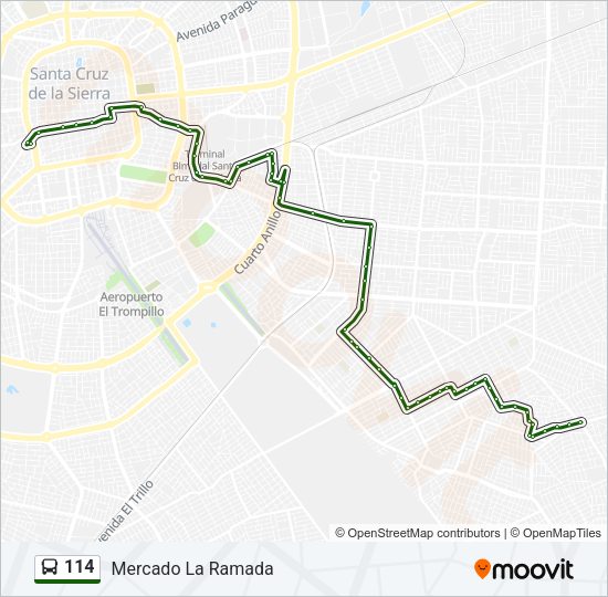 Mapa de 114 de autobús