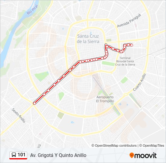 Ruta 101: Horarios, Paradas Y Mapas - Av. Grigotá Y Quinto Anillo ...