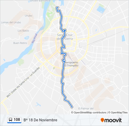 Mapa de 108 de autobús