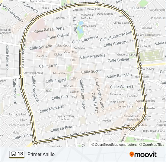 18 bus Line Map