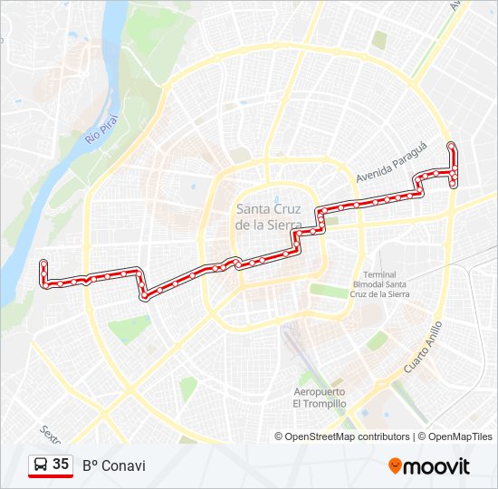 Mapa de 35 de autobús