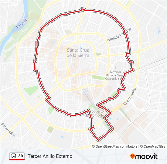 Mapa de 75 de autobús