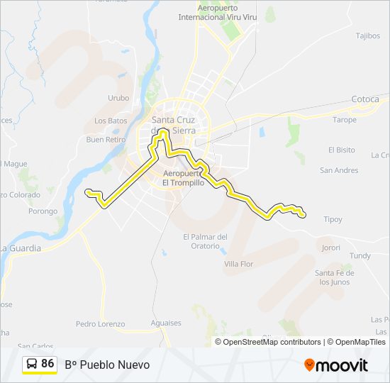 Mapa de 86 de autobús