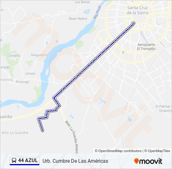 44 AZUL bus Line Map