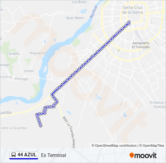 Mapa de 44 AZUL de autobús