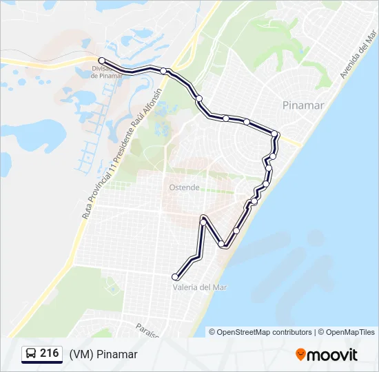 216 Bus Line Map