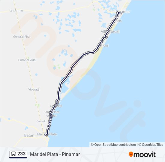 Mapa de 233 de autobús