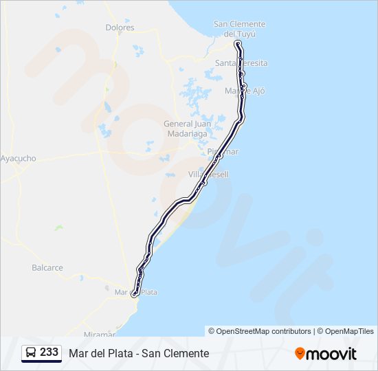 Mapa de 233 de autobús