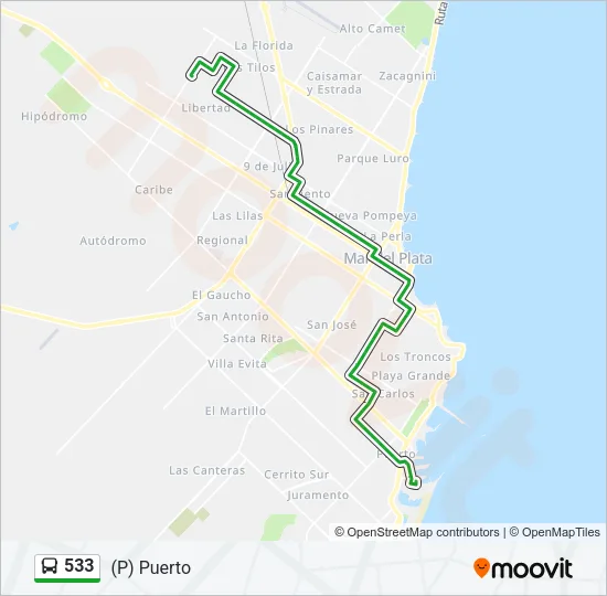 533 Bus Line Map