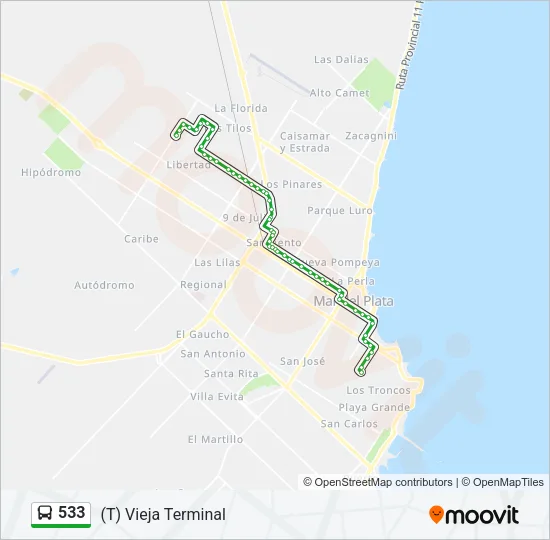 533 Bus Line Map