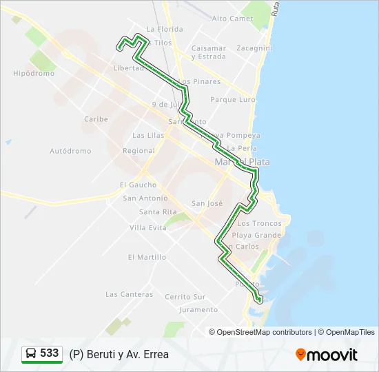 533 Bus Line Map