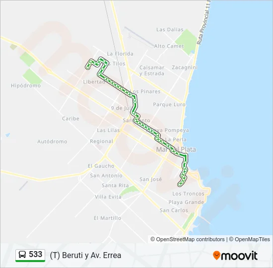 533 Bus Line Map
