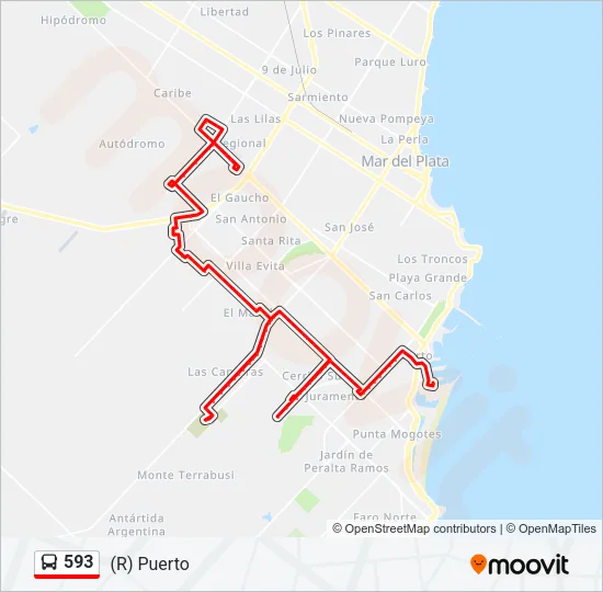 593 Bus Line Map