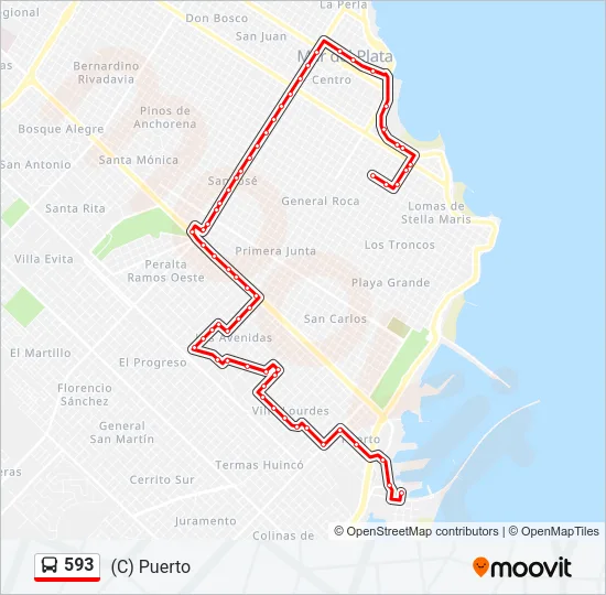 593 Bus Line Map