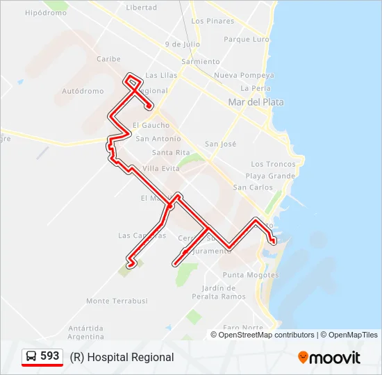 593 Bus Line Map