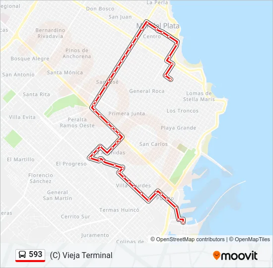 593 Bus Line Map