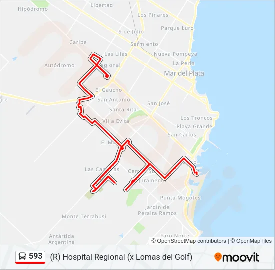 593 Bus Line Map
