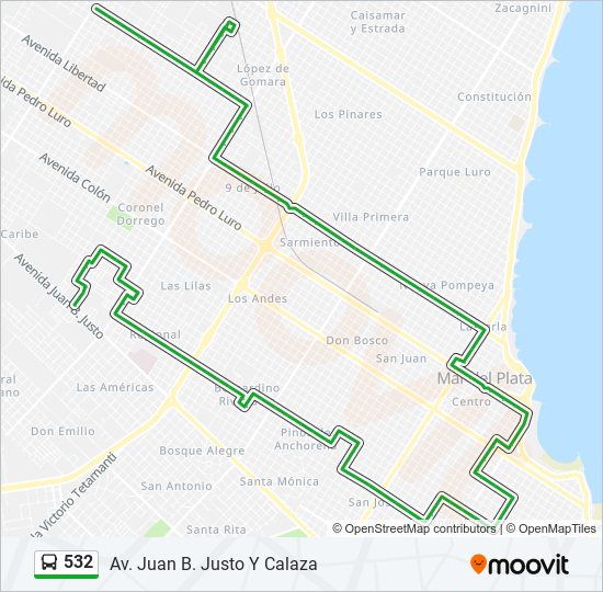 Mapa de 532 de autobús