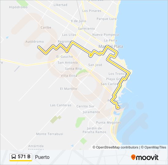 Mapa de 571 B de autobús