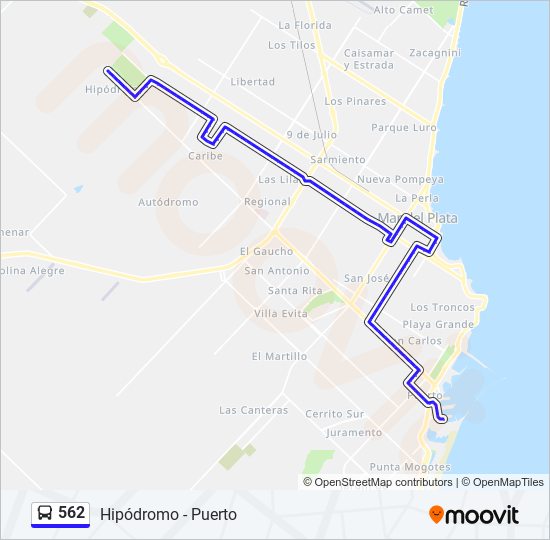 Mapa de 562 de autobús