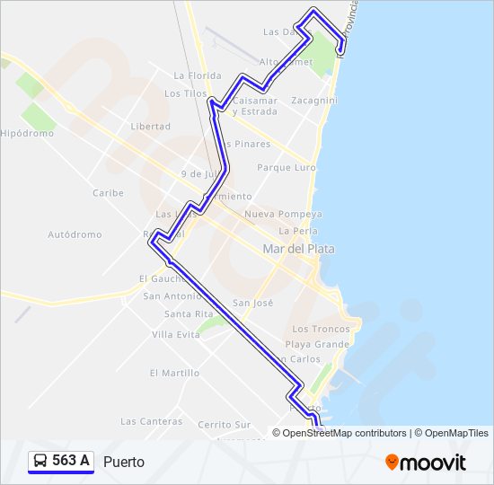 Mapa de 563 A de autobús