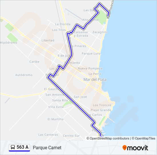 Mapa de 563 A de autobús