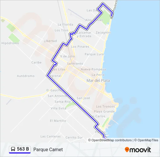 563 B Bus Line Map