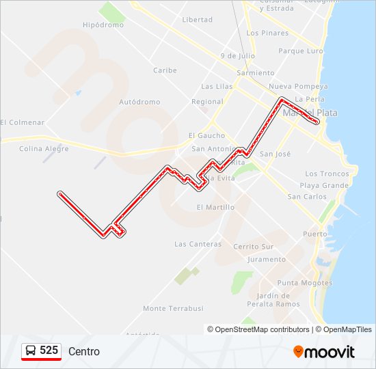 Mapa de 525 de autobús