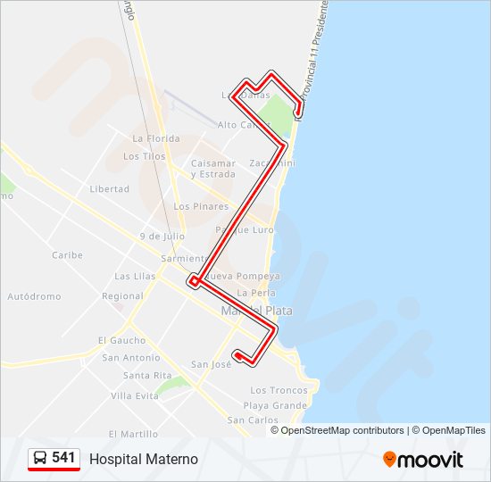 Mapa de 541 de autobús