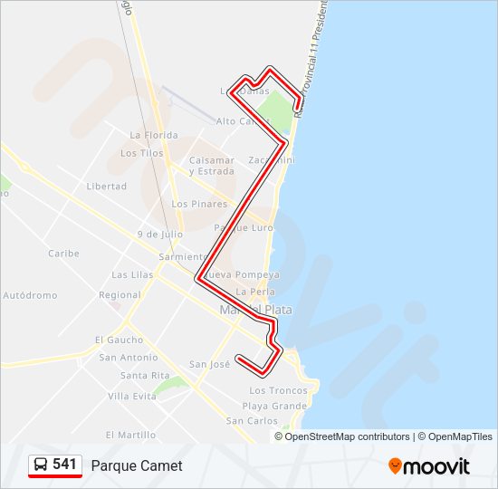 Mapa de 541 de autobús