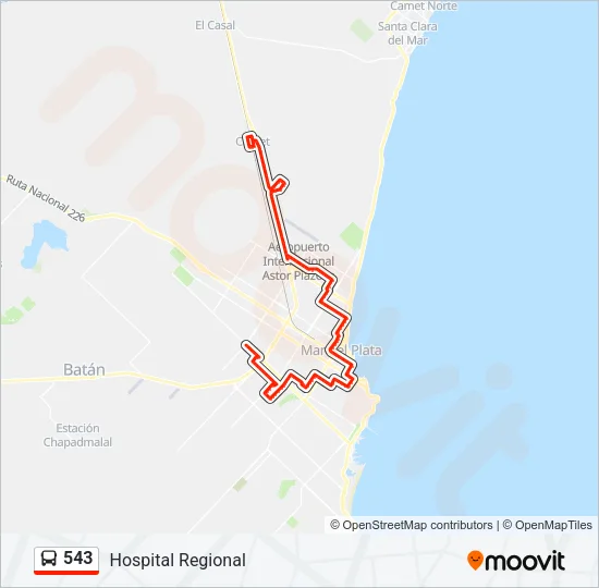 543 Bus Line Map
