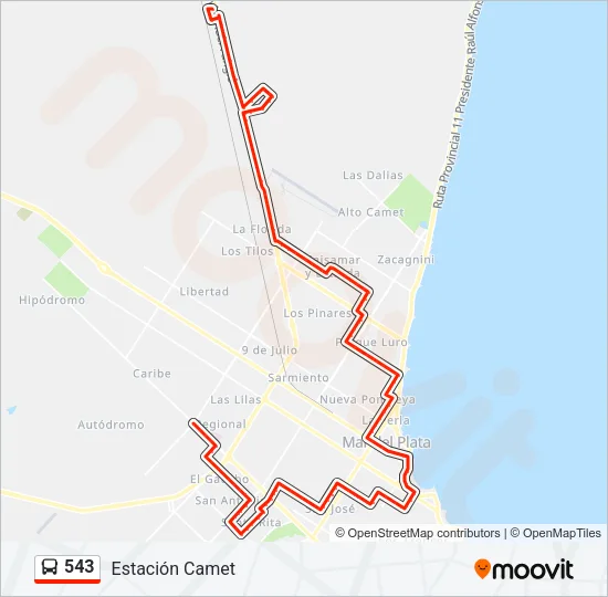 543 Bus Line Map