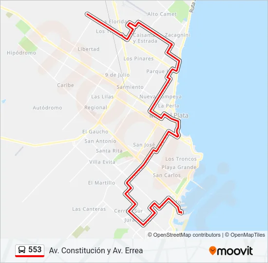 553 Bus Line Map