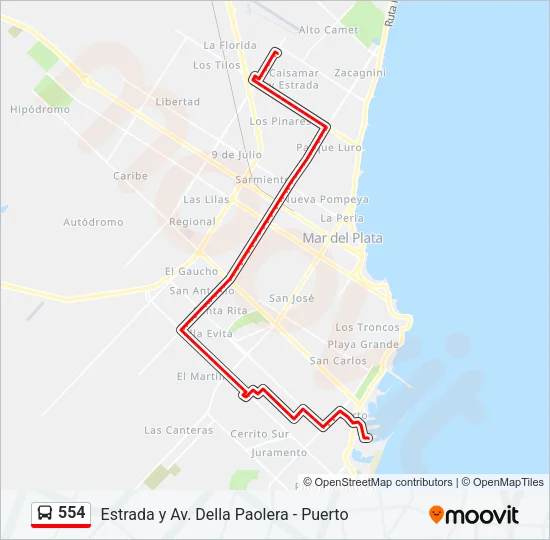 554 Bus Line Map