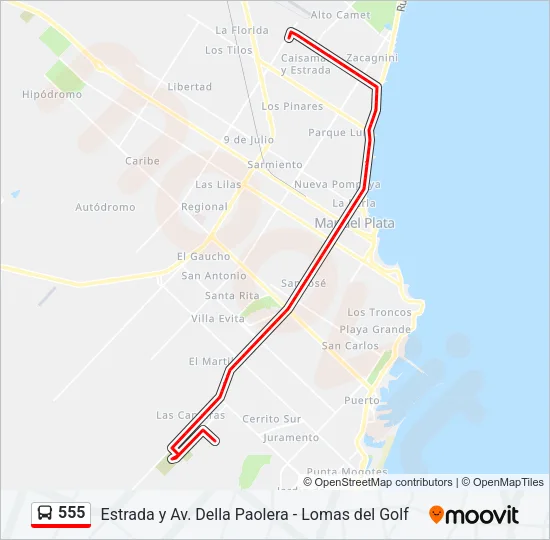 555 Bus Line Map