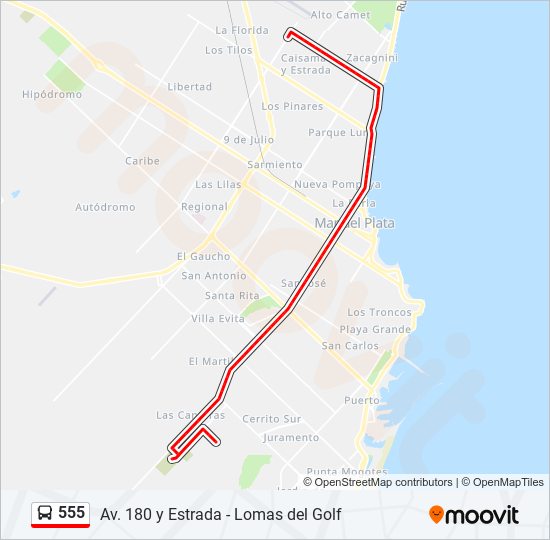 Mapa de 555 de autobús