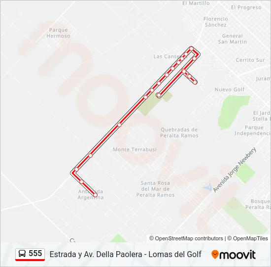 555 Bus Line Map