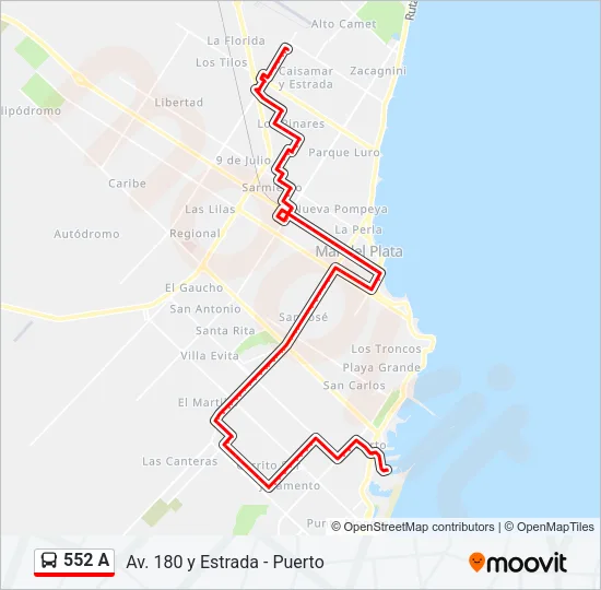 552 A Bus Line Map
