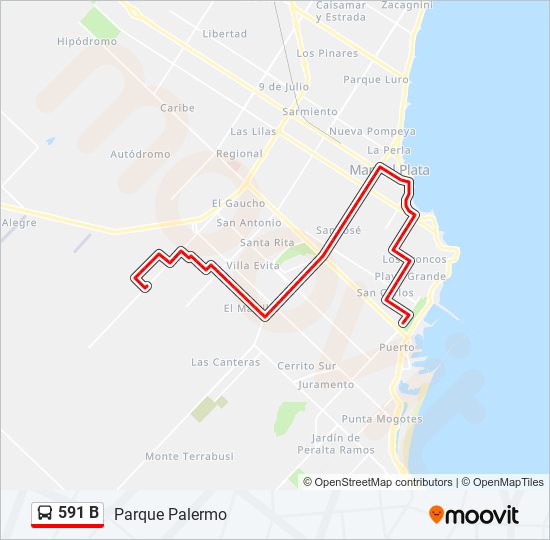 Mapa de 591 B de autobús