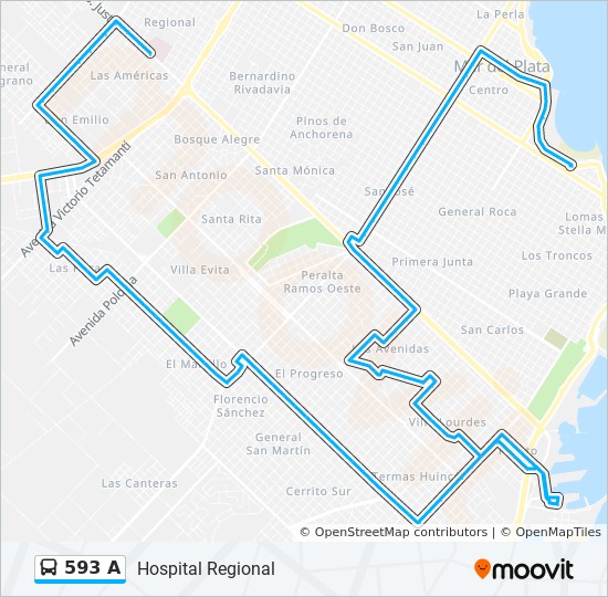 Ruta 593 a: horarios, paradas y mapas - Hospital Regional (Actualizado)