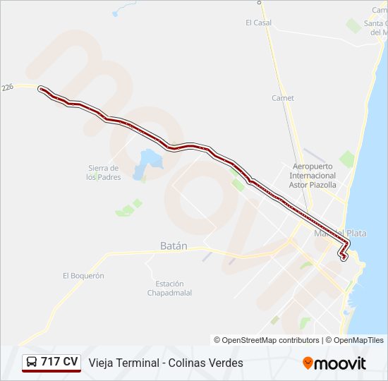 Mapa de 717 CV de autobús