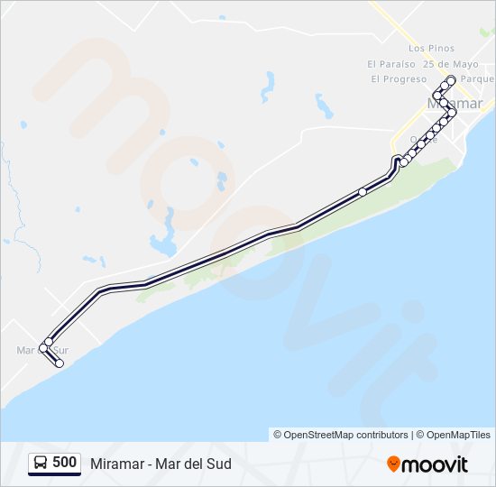 Mapa de 500 de autobús