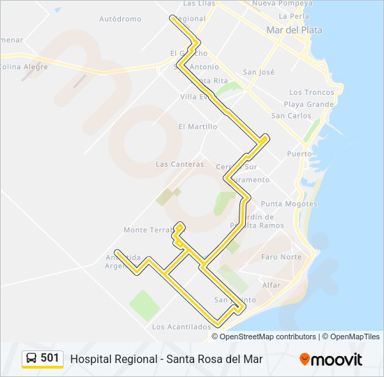 Mapa de 501 de autobús