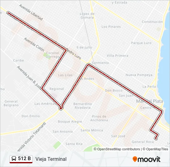 512 B Bus Line Map