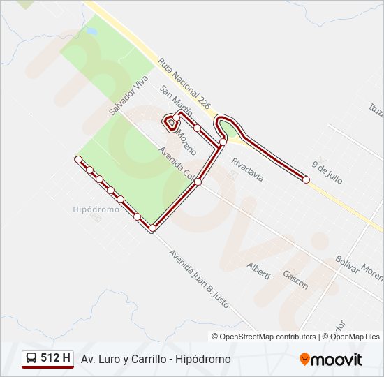 Mapa de 512 H de autobús
